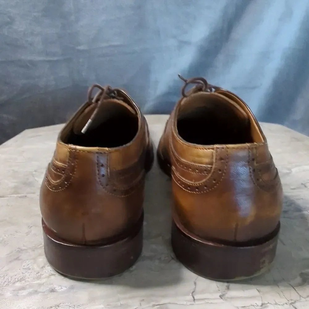 Johnston Murphy Sheepskin Medallion Toe Oxford Brown Leather 15-1760 Sz 11 M‎